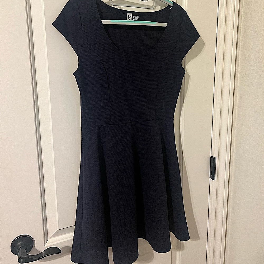 Dark Navy Blue Formal Skater Mini Dress